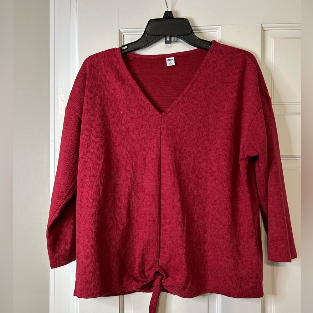 Old Navy Tie Front Red Blouse Size Large
